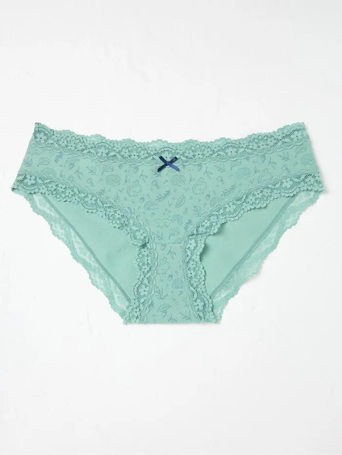 Fat Face Green Woodland Short Knickers Women 3 For 2 Underwear