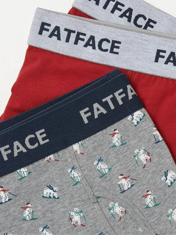 Fat Face Grey 2 Pack Ski Bear Boxers Men Underwear