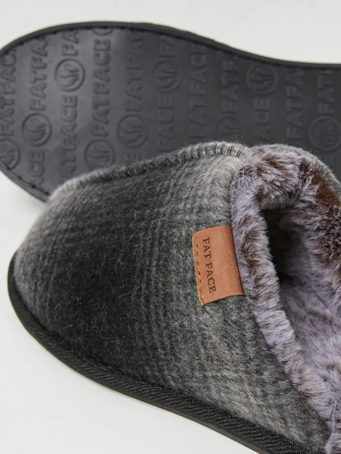 Fat Face Harvey Black Check Mule Slippers Men Slippers Fat Face Harvey Black Check Mule Slippers Men Slippers