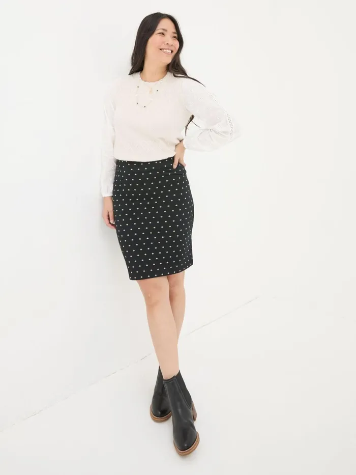 Fat Face Jennie Black Metallic Spot Skirt Women Skirts