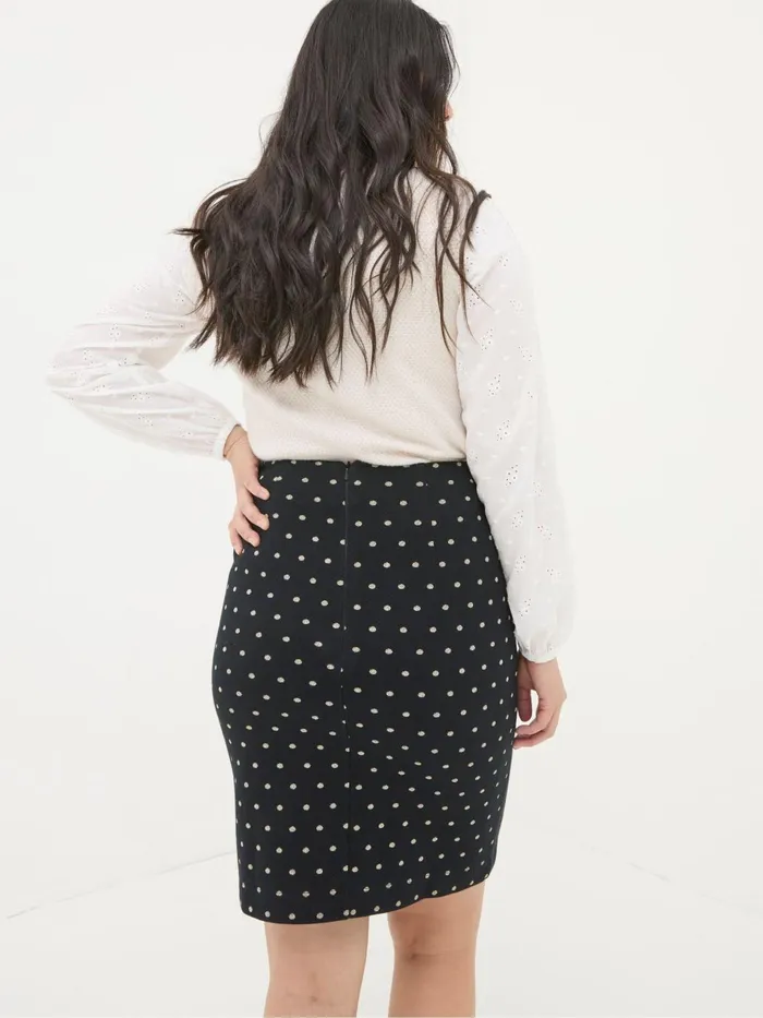 Fat Face Jennie Black Metallic Spot Skirt Women Skirts