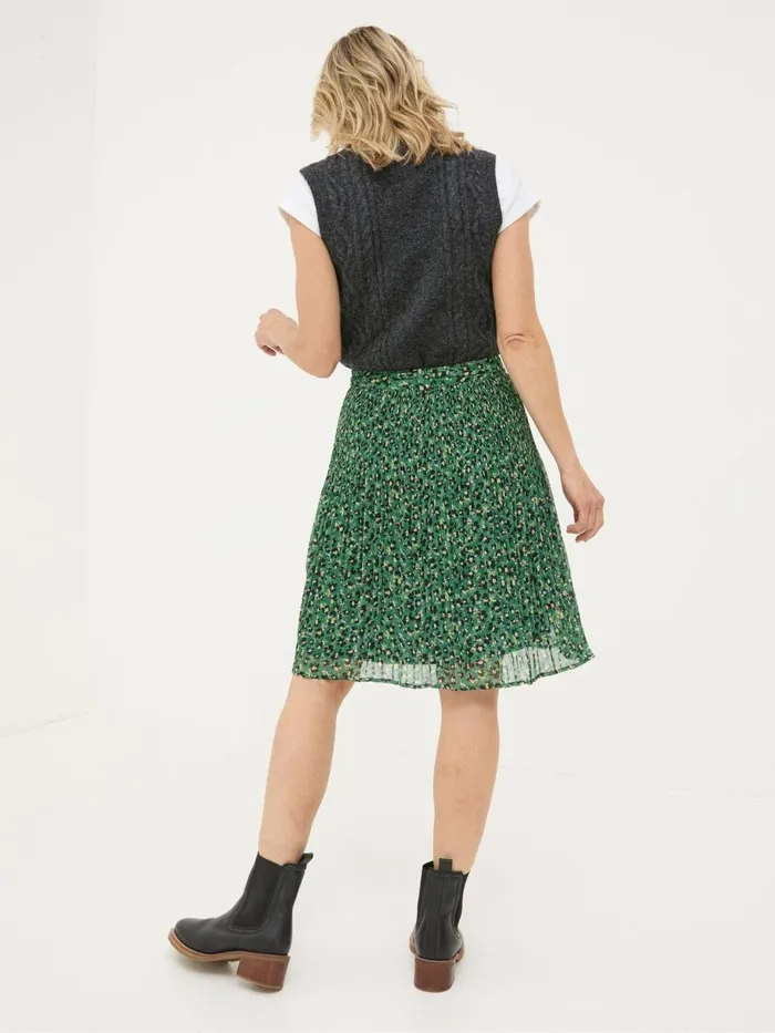 Fat Face Kayleigh Green Floral Marks Pleated Skirt Women Skirts