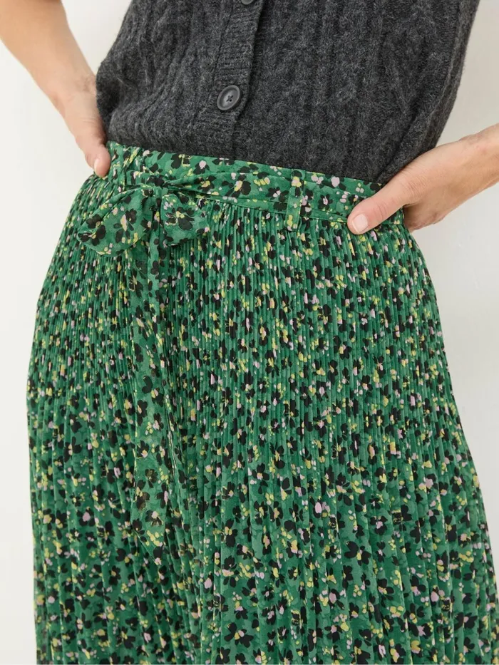Fat Face Kayleigh Green Floral Marks Pleated Skirt Women Skirts