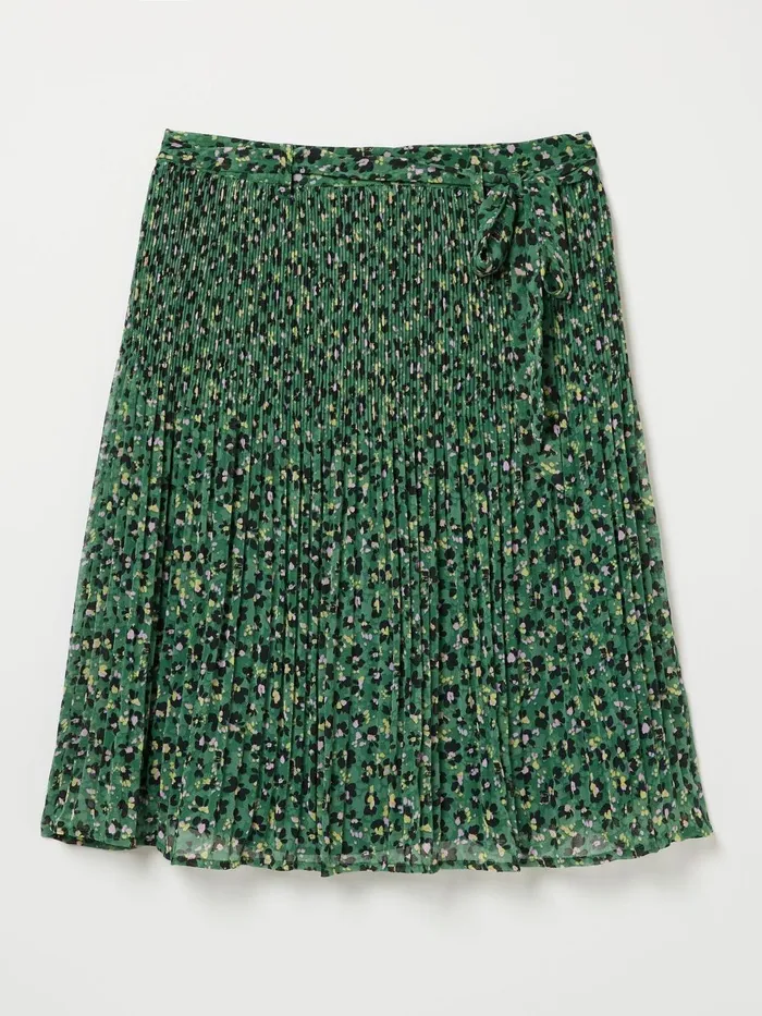 Fat Face Kayleigh Green Floral Marks Pleated Skirt Women Skirts