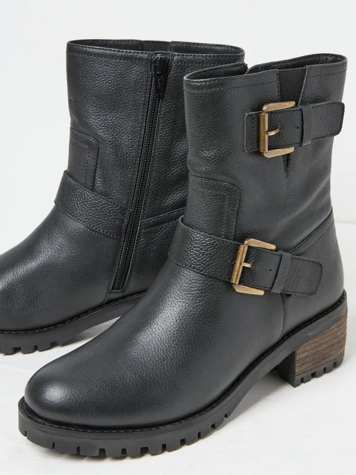 Fat Face Liberty Black Biker Boots Women Boots