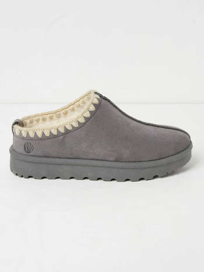 Fat Face Lyra Grey Mule Slippers Women Pyjamas and Nightwear