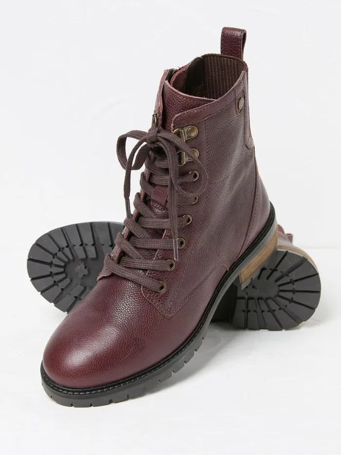 Fat Face Margot Burgundy Red LaceUp Boots Women Boots