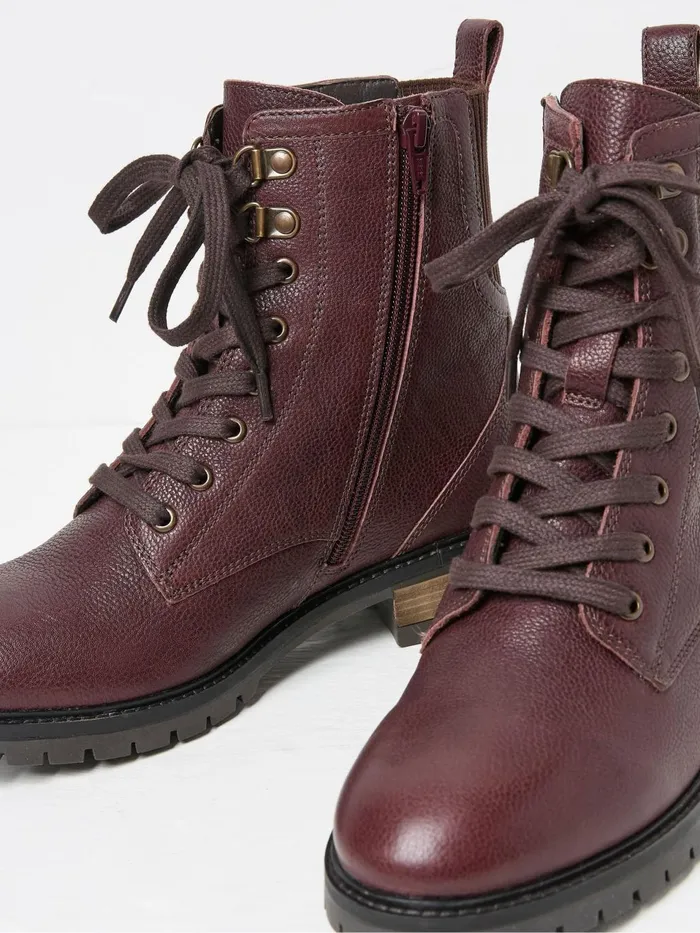 Fat Face Margot Burgundy Red LaceUp Boots Women Boots