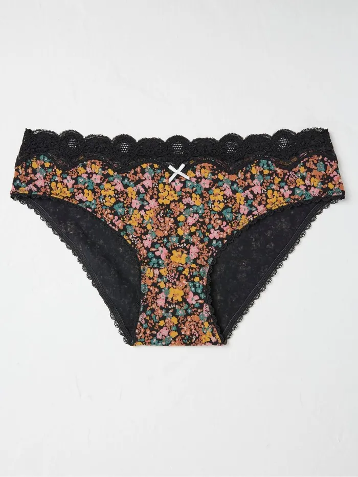 Fat Face Nadine Black Mini Floral Knickers Women Underwear