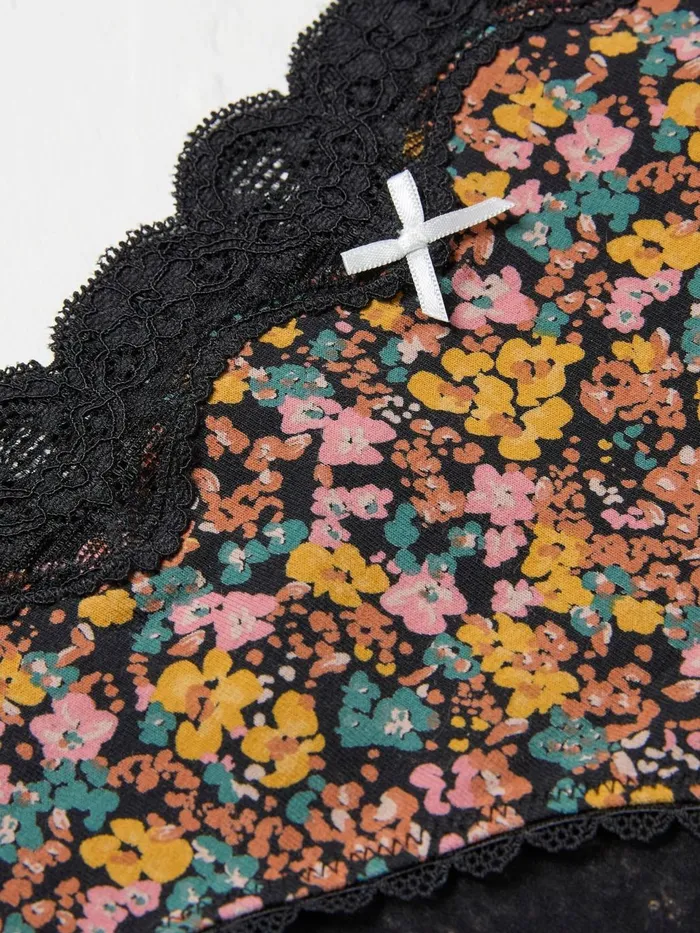 Fat Face Nadine Black Mini Floral Knickers Women Underwear