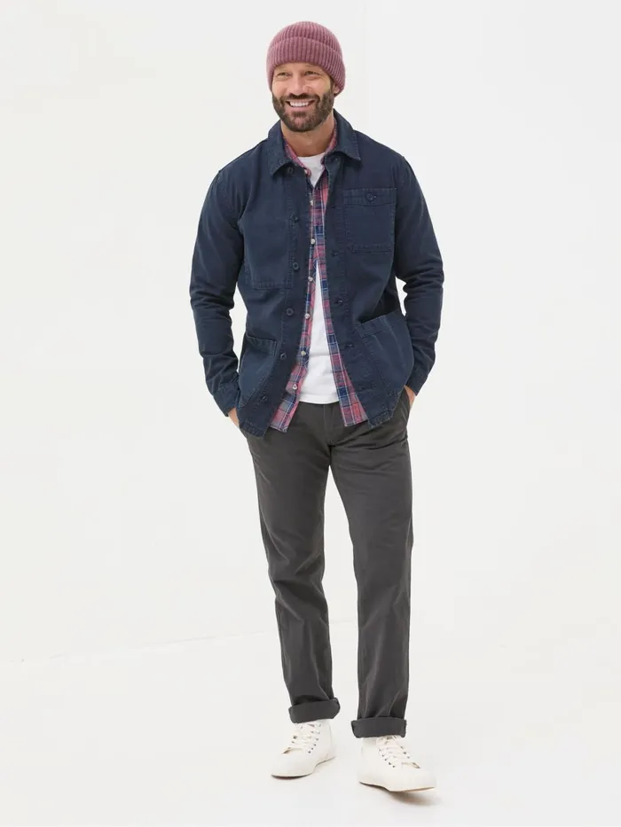 Fat Face Navy Blue Canvas Worker Jacket Men Coats and Jackets
