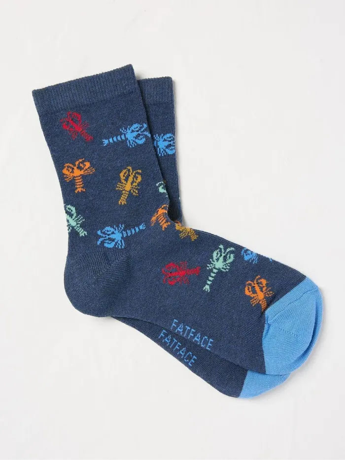 Fat Face Navy Blue Lobster Socks 1 Pack Kids 3 For 2 Socks