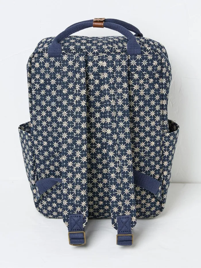 Fat Face Posy Blue Canvas Backpack Women Bags and Purses