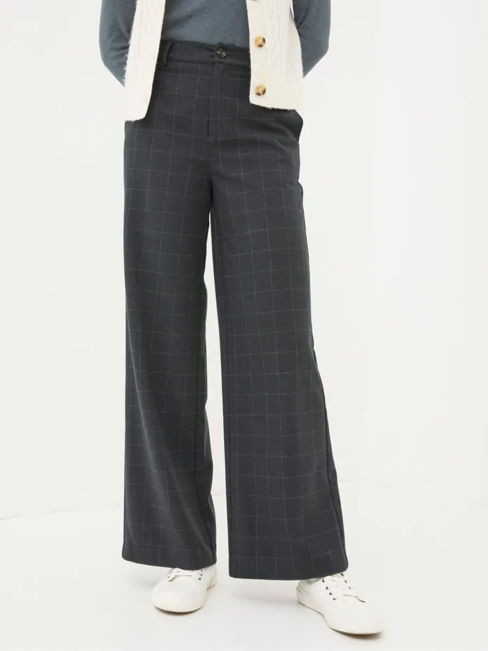 Fat Face Presley Grey Herringbone Trousers Women Trousers and Leggings