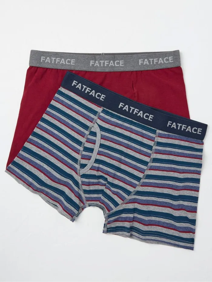Fat Face Red Milford Stripe Boxers 2 Pack Men Underwear