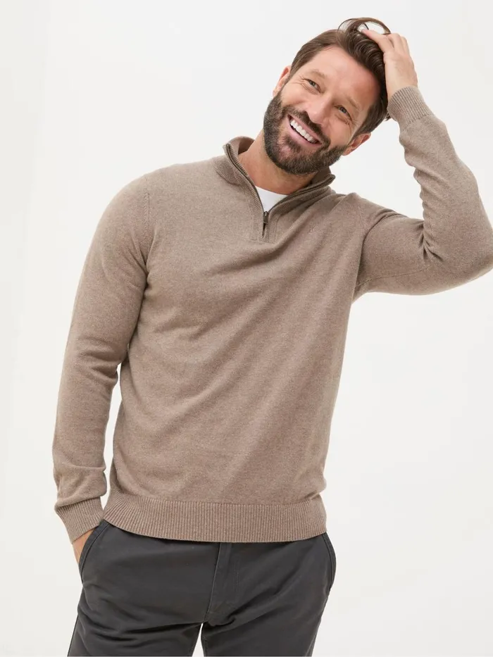 Fat Face Rye Natural HalfNeck Men Knitwear