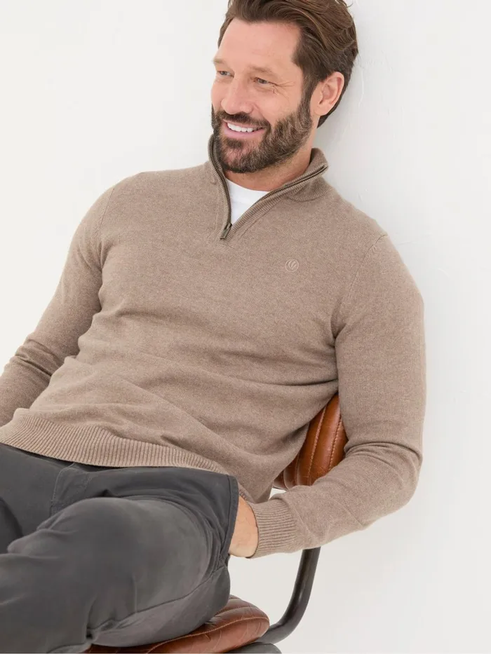 Fat Face Rye Natural HalfNeck Men Knitwear