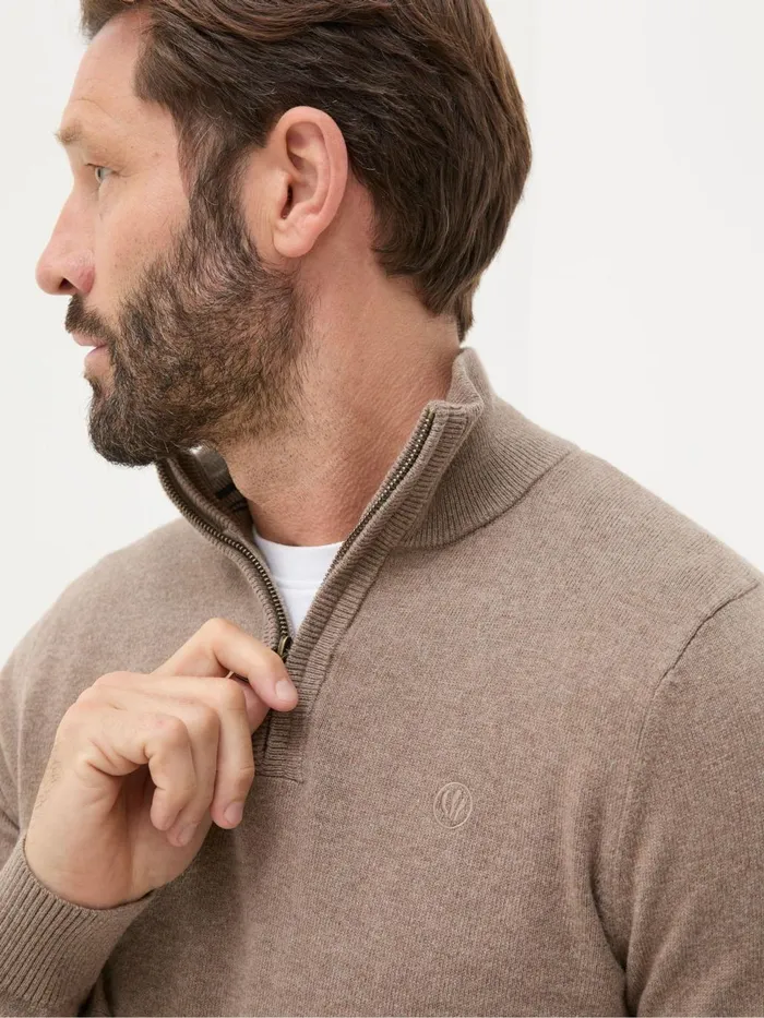 Fat Face Rye Natural HalfNeck Men Knitwear