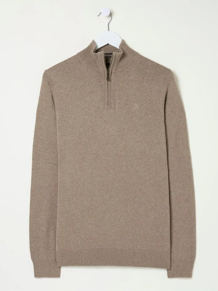 Fat Face Rye Natural HalfNeck Men Knitwear