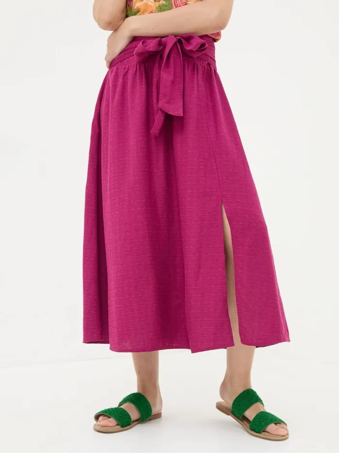 Fat Face Sascha Purple Midi Skirt With Linen Women Skirts