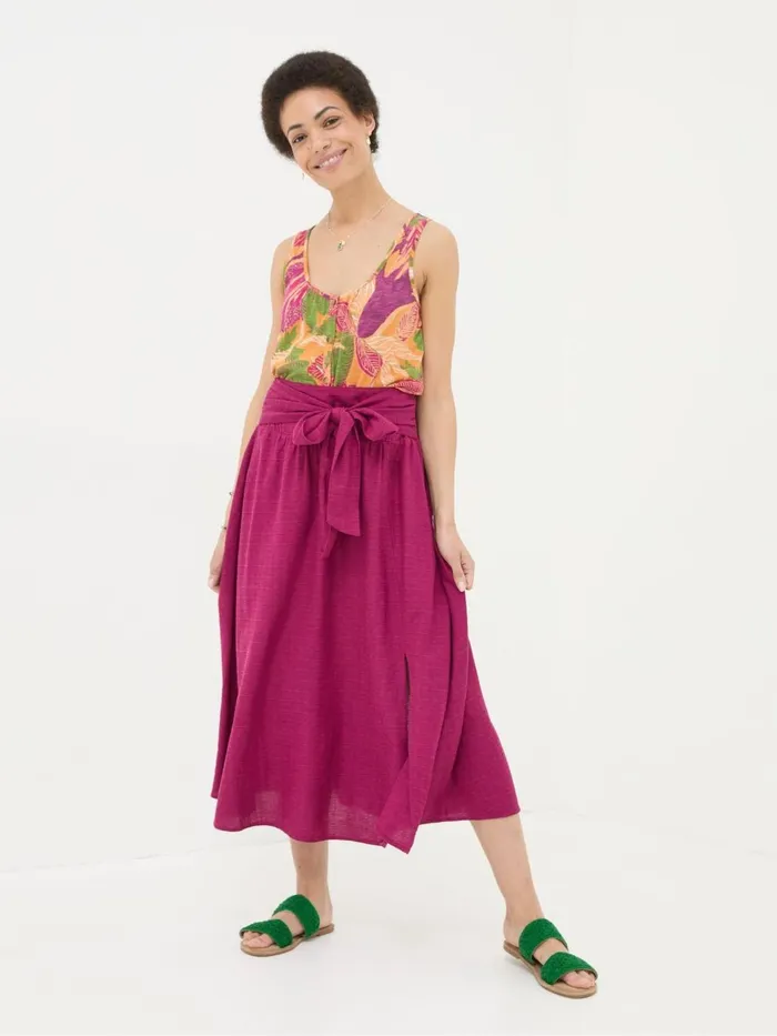 Fat Face Sascha Purple Midi Skirt With Linen Women Skirts Fat Face Sascha Purple Midi Skirt With Linen Women Skirts