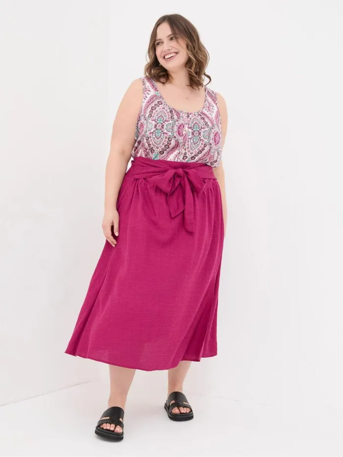 Fat Face Sascha Purple Midi Skirt With Linen Women Skirts Fat Face Sascha Purple Midi Skirt With Linen Women Skirts