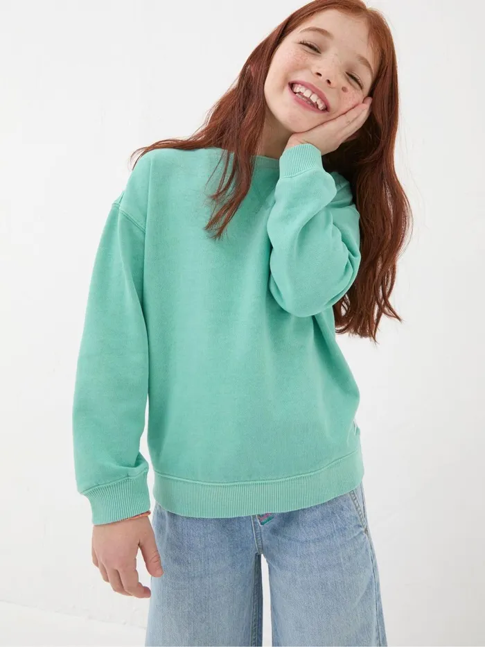 Fat Face Tilbury Green Crew Sweatshirt Kids Sweatshirts and Hoodies