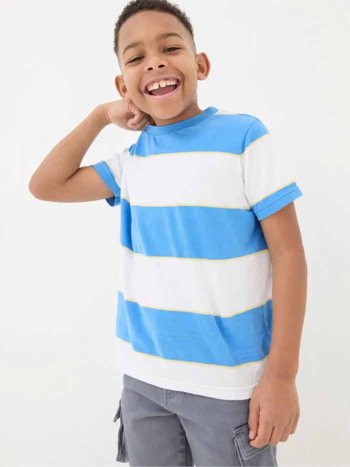 Fat Face WhiteBlue 100 Cotton Short Sleeve TShirts 3 Pack Kids TShirts and Polos