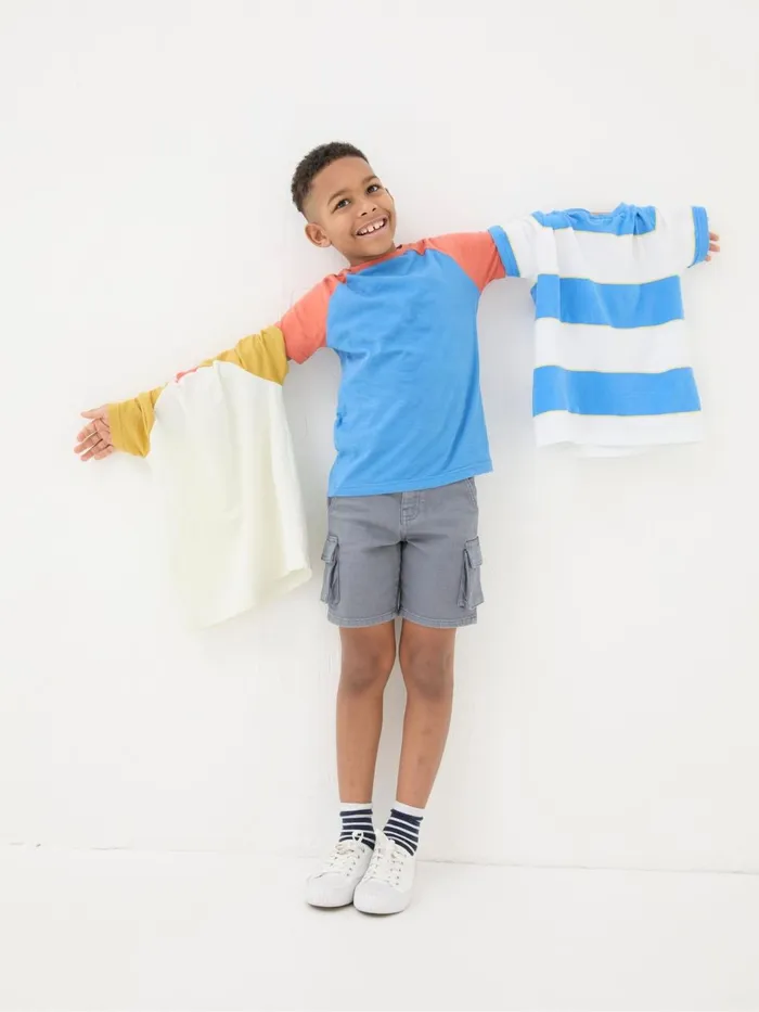 Fat Face WhiteBlue 100 Cotton Short Sleeve TShirts 3 Pack Kids TShirts and Polos