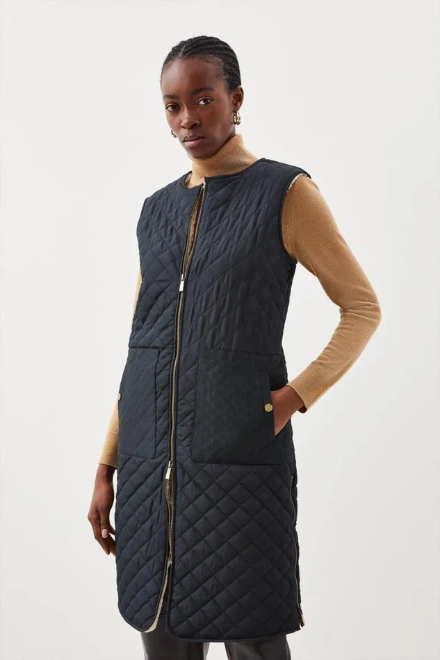Faux Fur Lined Hybrid Longline Trench Coat Black Women Karen Millen Coats and Jackets