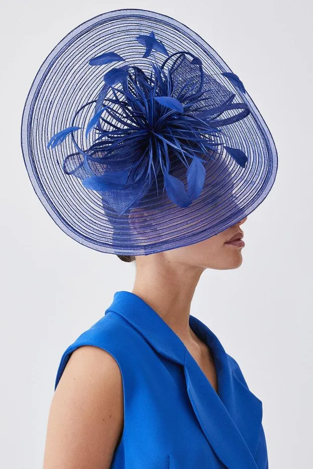 Feather Detail Fascinator Cobalt Women Karen Millen Fascinators