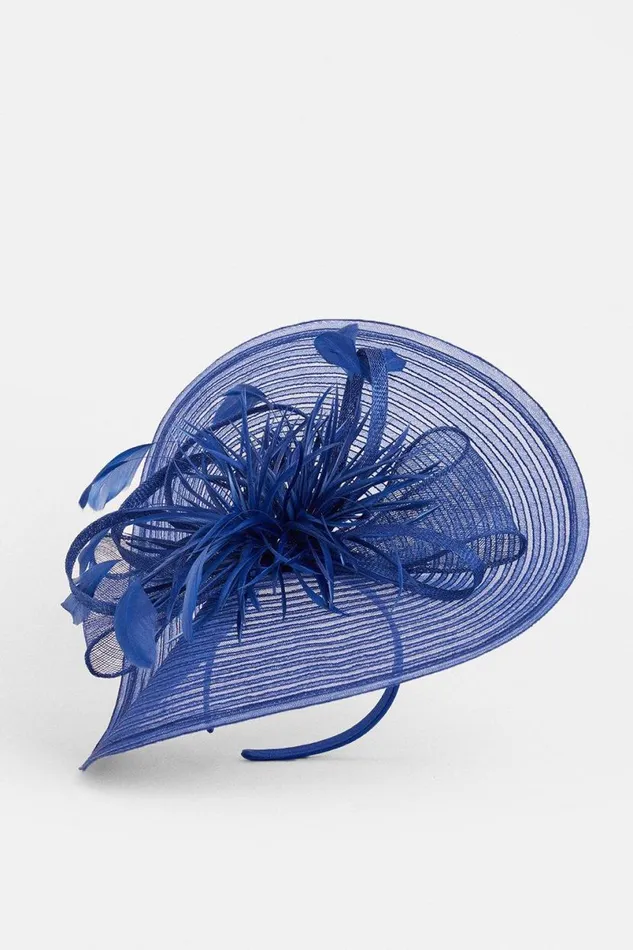 Feather Detail Fascinator Cobalt Women Karen Millen Fascinators