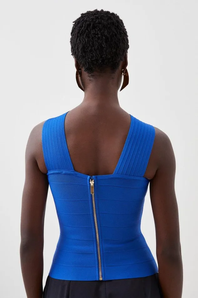 Figure Form Bandage Cross Front Knit Top Cobalt Women Karen Millen Tops