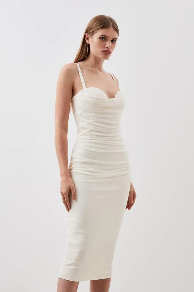 Figure Form Bandage Cup Detail Structured Knit Midi Dress Women Karen Millen Dresses