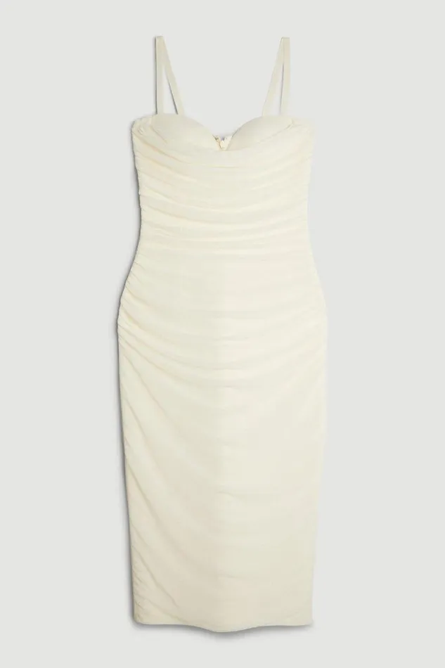 Figure Form Bandage Cup Detail Structured Knit Midi Dress Women Karen Millen Dresses