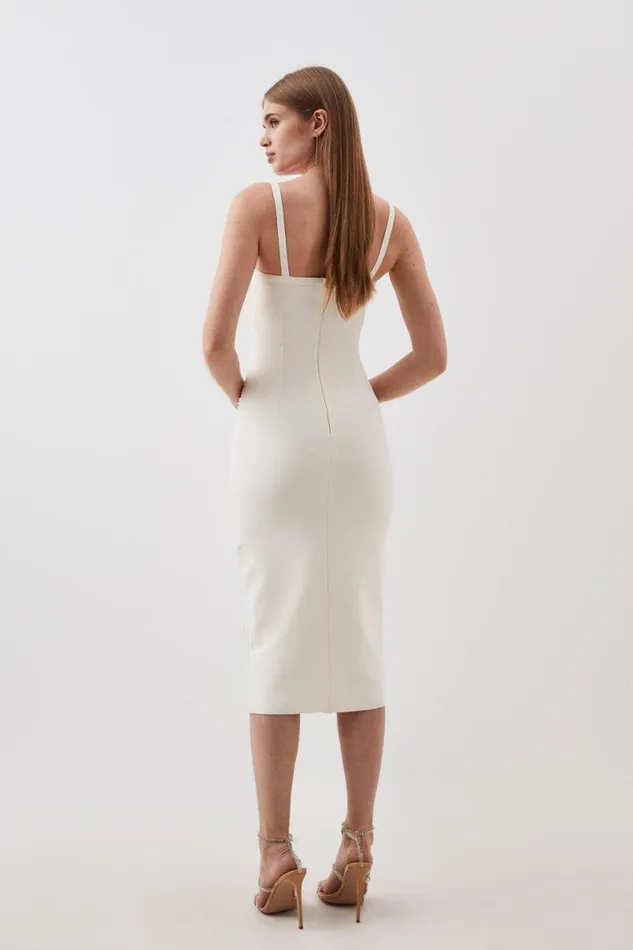 Figure Form Bandage Cup Detail Structured Knit Midi Dress Women Karen Millen Dresses