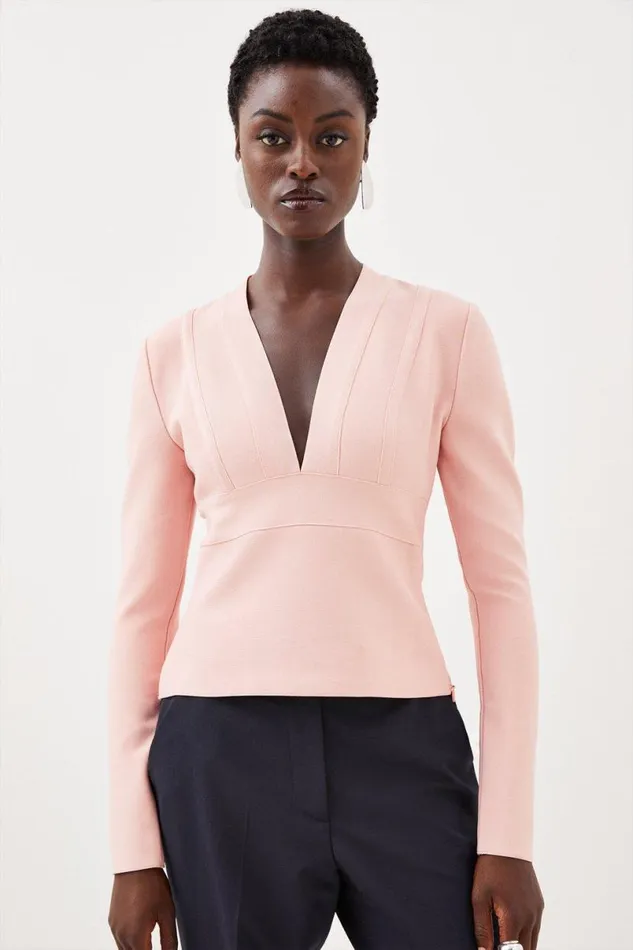 Figure Form Bandage Knit Top Pink Women Karen Millen Tops