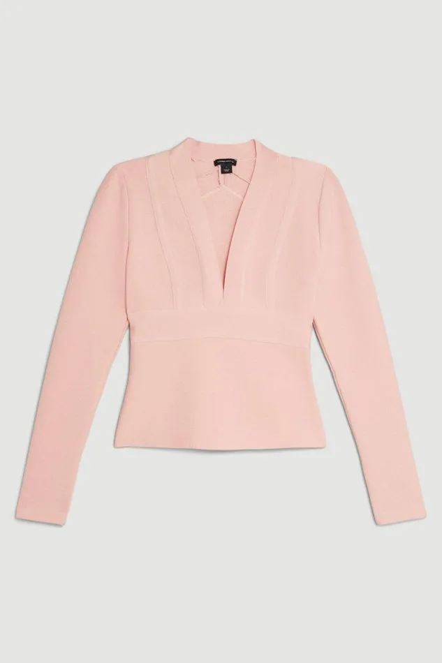 Figure Form Bandage Knit Top Pink Women Karen Millen Tops