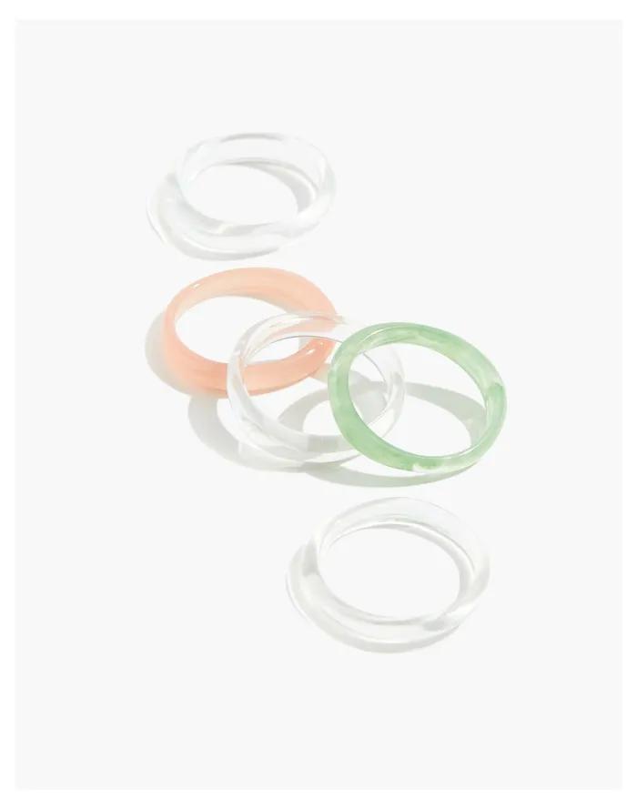 Five Piece Resin Stacking Ring Set Vintage Gold Women Madewell Rings