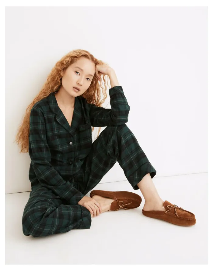 Flannel Bedtime Pajama Set In Reywood Plaid Smoky Spruce Women Madewell Pajamas