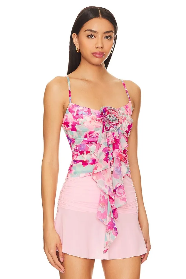Flora Top Pink Floral Multi Women Lovers Friends Tops Flora Top Pink Floral Multi Women Lovers Friends Tops