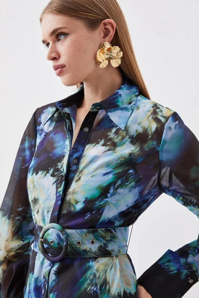 Floral Organdie Long Sleeve Woven Maxi Dress Women Karen Millen Dresses