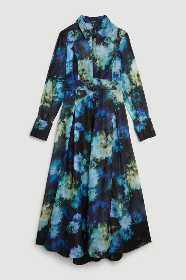 Floral Organdie Long Sleeve Woven Maxi Dress Women Karen Millen Dresses