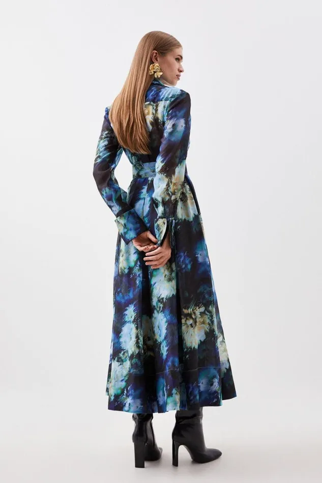 Floral Organdie Long Sleeve Woven Maxi Dress Women Karen Millen Dresses