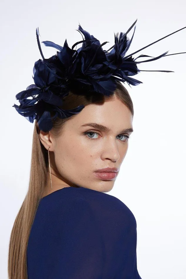 Flower Detail Headband Fascinator Navy Women Karen Millen Fascinators