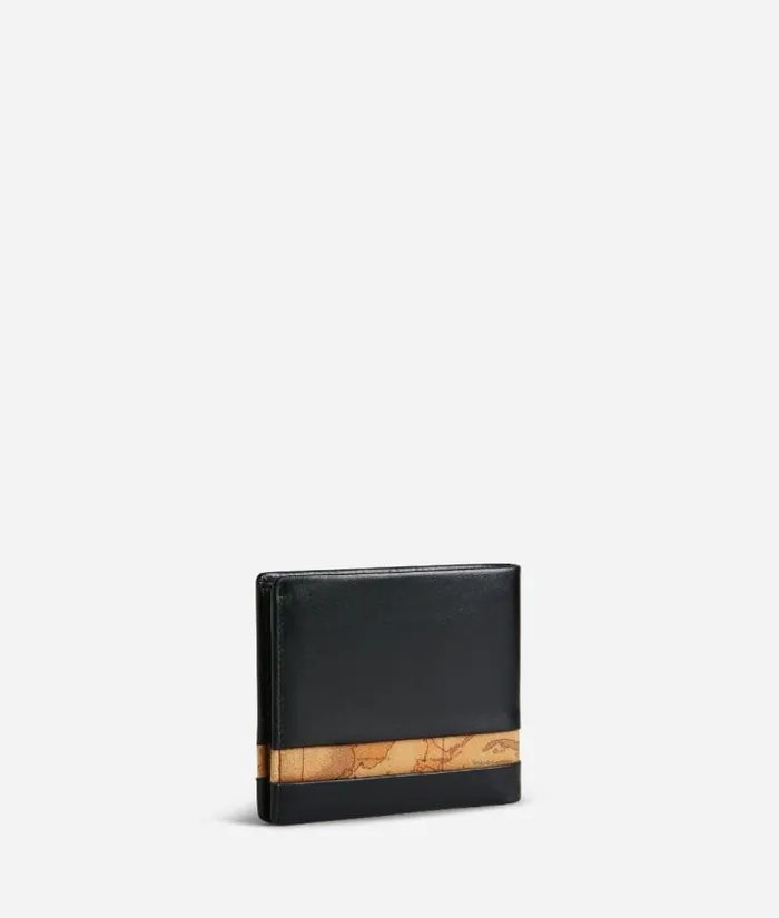Geo Classic Medium Wallet In Leather Black Man Alviero Martini Wallets