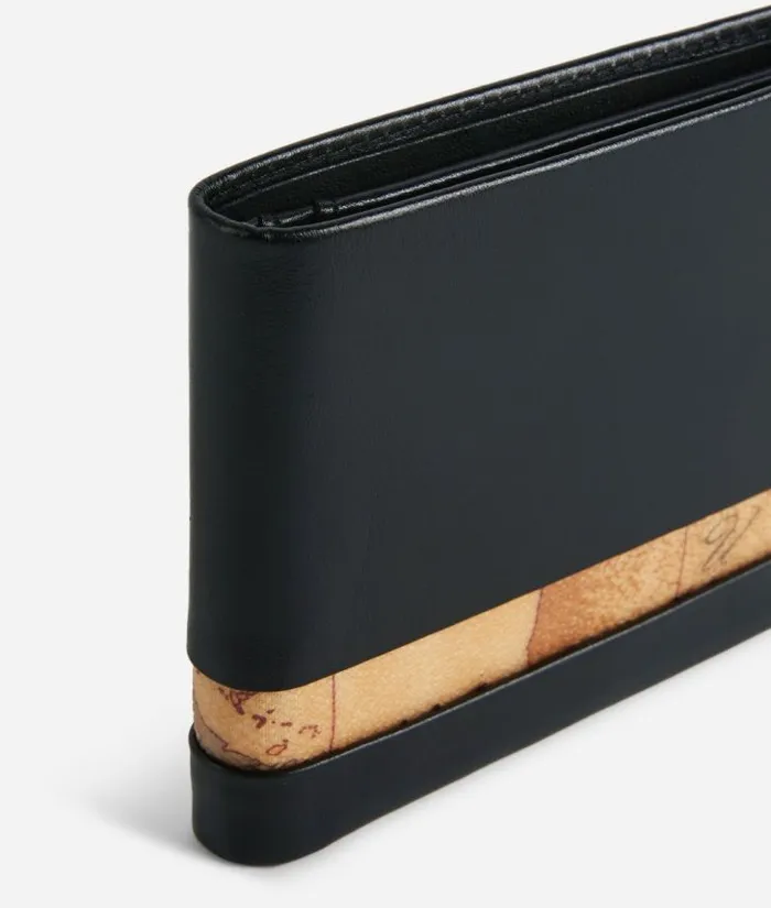 Geo Classic Medium Wallet In Leather Black Man Alviero Martini Wallets
