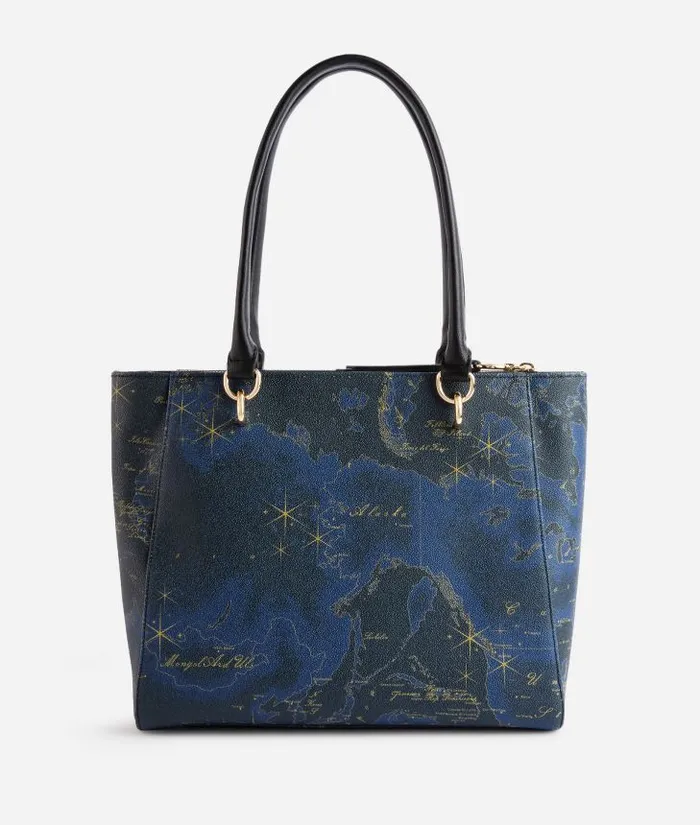 Geo Midnight Shopper Bag Night Blue Woman Alviero Martini Totes