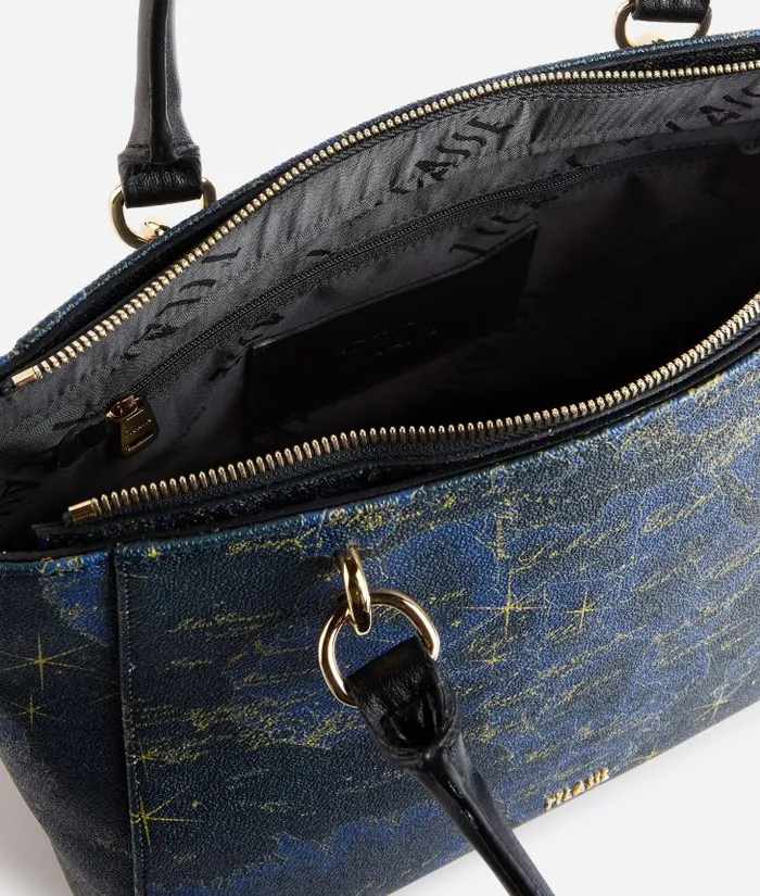 Geo Midnight Shopper Bag Night Blue Woman Alviero Martini Totes