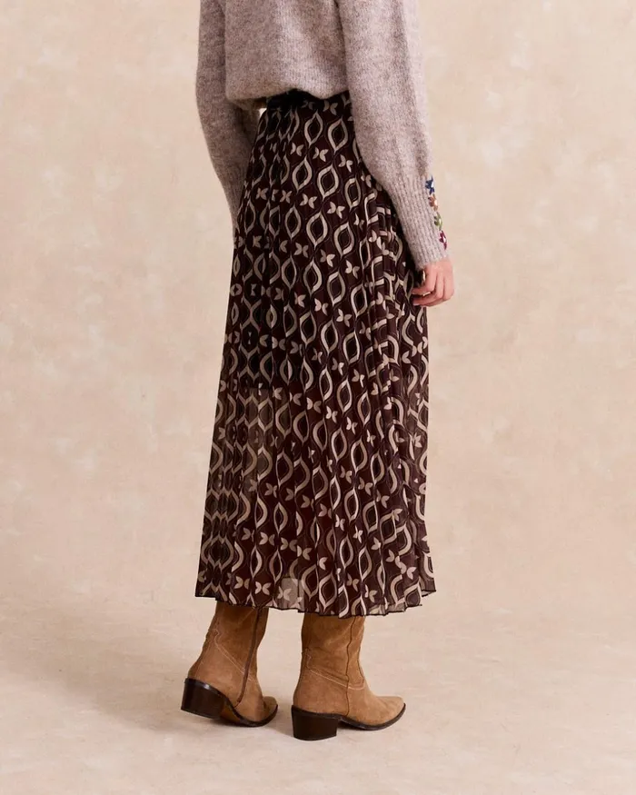 Geometri Pleated Skirt Brown Women Polin Et Moi Skirts